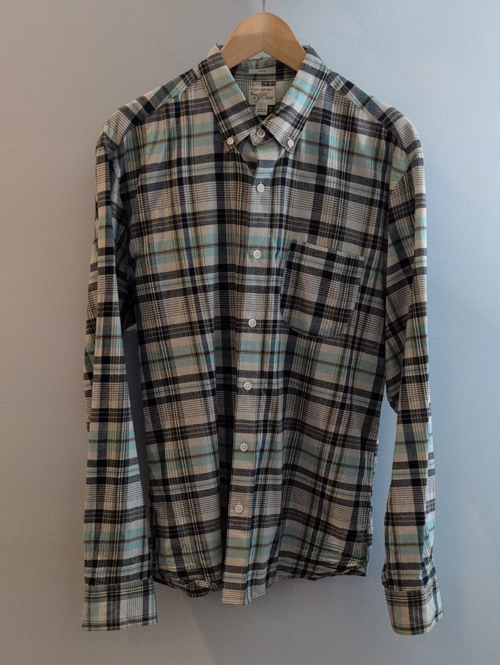 J. Crew Mens L Slim Indian Madras Long Sleeve Button Down Shirt Style #G0787
